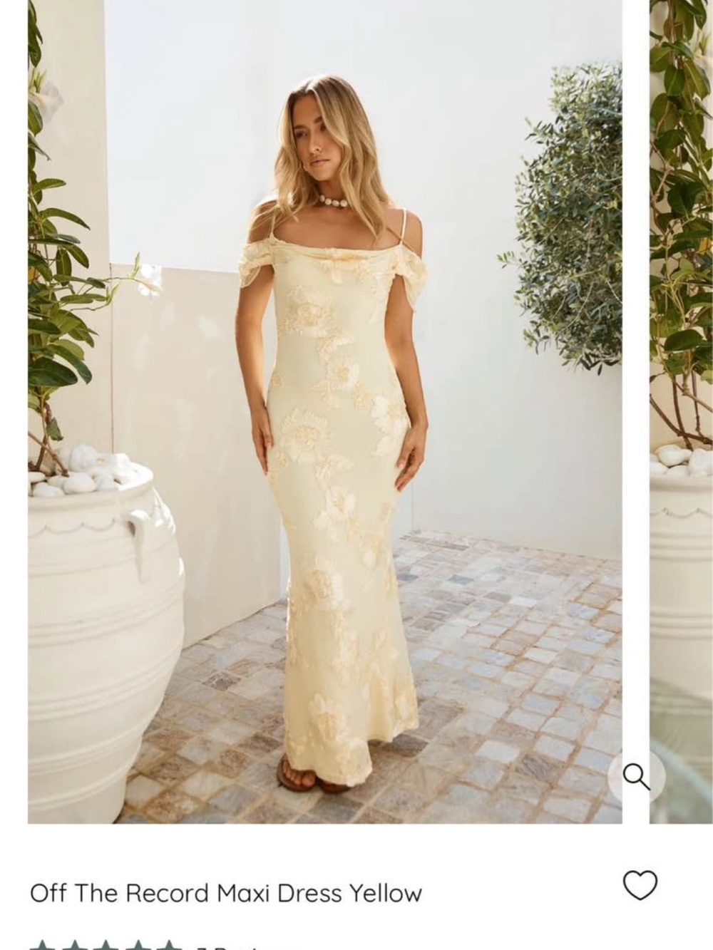 FortunateOne Off The Record Yellow Lace Appliqué Maxi Dress